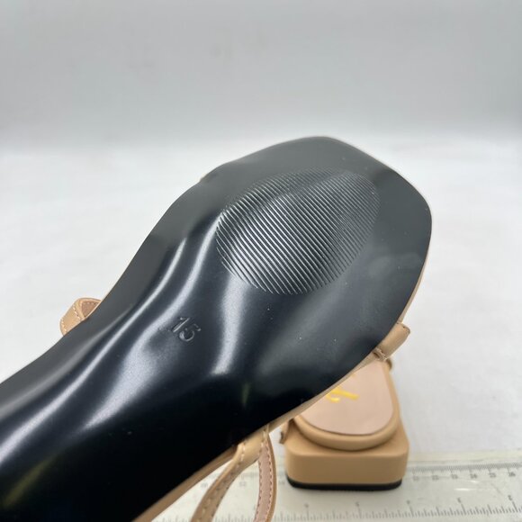 FYS Nude Square Open Toe Sandals Low Heel Strappy Slingbacks Comfy Summer Shoes - Picture 6 of 8